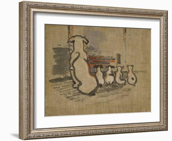 Foxhound and Puppies-Joseph Crawhall-Framed Giclee Print