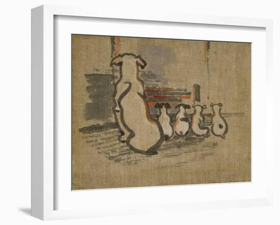 Foxhound and Puppies-Joseph Crawhall-Framed Giclee Print