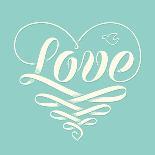 Love in Heart with Old School Engraving Ribbon-foxysgraphic-Art Print