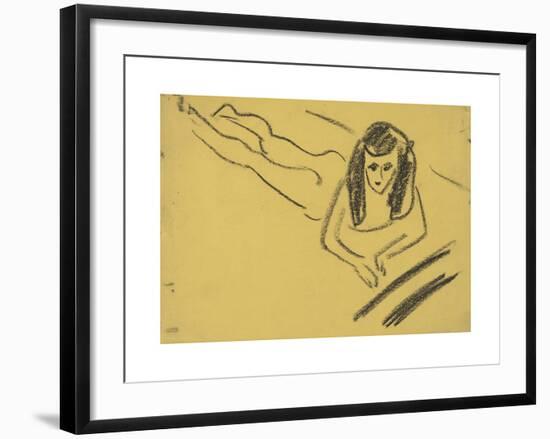 Fränzi Reclining-Ernst Ludwig Kirchner-Framed Premium Giclee Print