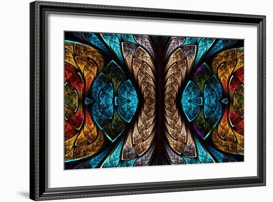 Fractal Pattern in Stained Glass Style-velirina-Framed Art Print