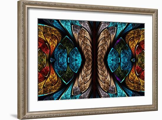 Fractal Pattern in Stained Glass Style-velirina-Framed Art Print