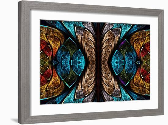 Fractal Pattern in Stained Glass Style-velirina-Framed Art Print