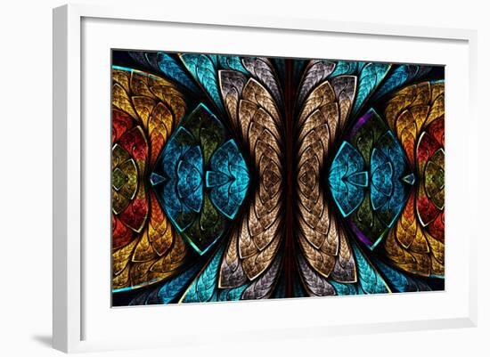 Fractal Pattern in Stained Glass Style-velirina-Framed Art Print