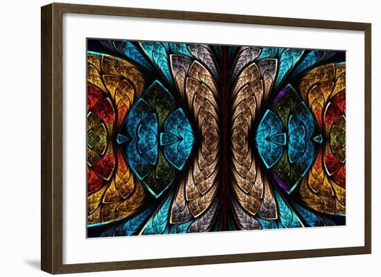 Fractal Pattern in Stained Glass Style-velirina-Framed Art Print