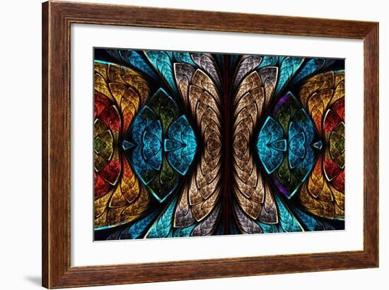 Fractal Pattern in Stained Glass Style-velirina-Framed Art Print