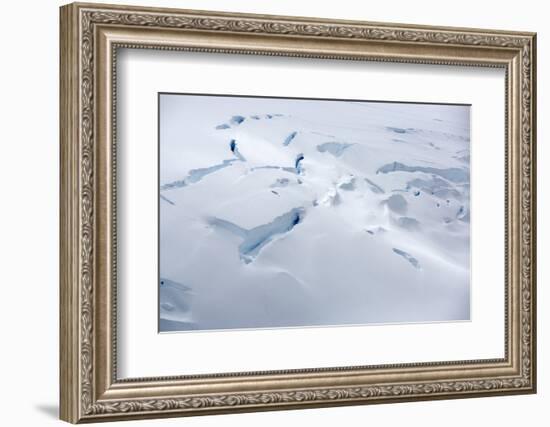 Fractures in surface of retreating glacier, Antarctica-Ashley Cooper-Framed Photographic Print
