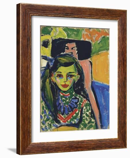 Fränzi in Front of Carved Chair, 1910-Ernst Ludwig Kirchner-Framed Giclee Print