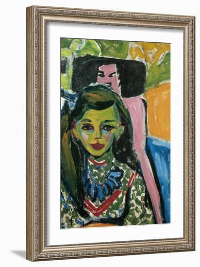 Fränzi in Front of Carved Chair-Ernst Ludwig Kirchner-Framed Art Print