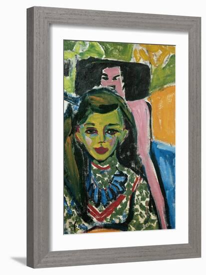 Fränzi in Front of Carved Chair-Ernst Ludwig Kirchner-Framed Art Print