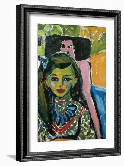 Fränzi in Front of Carved Chair-Ernst Ludwig Kirchner-Framed Art Print