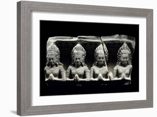 Fragment de fronton : frise d'apsara orantes-null-Framed Giclee Print