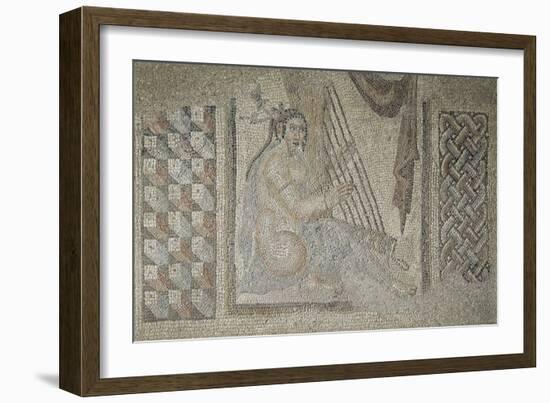 Fragment de mosaïque : harpiste-null-Framed Giclee Print