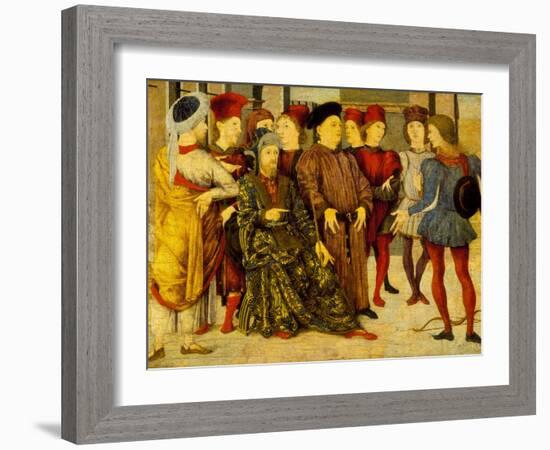 Fragment from a Cassone Panel 'Shooting at Father's Corpse', c.1462-Marco Zoppo-Framed Giclee Print