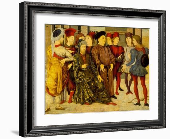 Fragment from a Cassone Panel 'Shooting at Father's Corpse', c.1462-Marco Zoppo-Framed Giclee Print