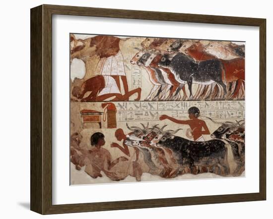 Fragment of a Tomb Painting Dating from Around 1400 BC from Thebes, Egypt, North Africa, Africa-Adam Woolfitt-Framed Photographic Print