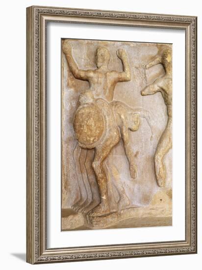 Fragment of Frieze Portraying Three-Bodied Geryon, from Theatre at Delphi, Greece-null-Framed Giclee Print