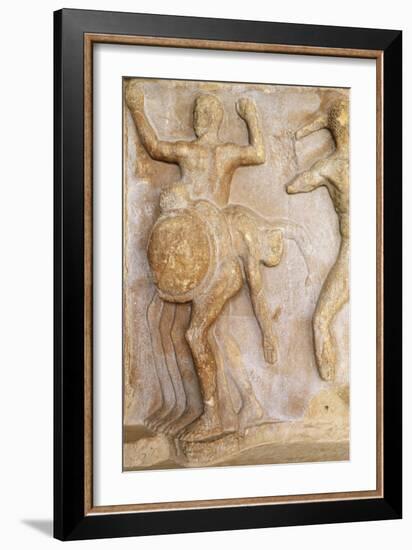 Fragment of Frieze Portraying Three-Bodied Geryon, from Theatre at Delphi, Greece-null-Framed Giclee Print