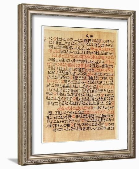 Fragment of the Ebers Papyrus, New Kingdom, c.1550 BC-Egyptian 18th Dynasty-Framed Giclee Print