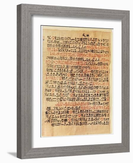 Fragment of the Ebers Papyrus, New Kingdom, c.1550 BC-Egyptian 18th Dynasty-Framed Giclee Print