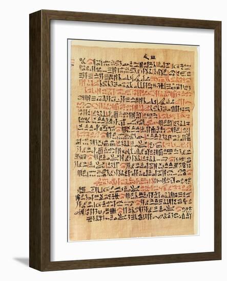 Fragment of the Ebers Papyrus, New Kingdom, c.1550 BC-Egyptian 18th Dynasty-Framed Giclee Print