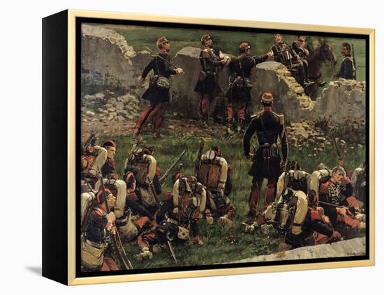 Fragment of the Panorama of the Battle of Rezonville, 1883-Jean-Baptiste Edouard Detaille-Framed Premier Image Canvas