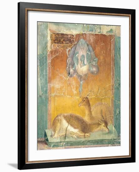 Fragment of Wall Decoration in Second Pompeian Style Showing Ducks and Antelopes-null-Framed Giclee Print