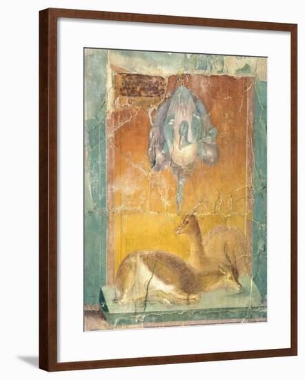 Fragment of Wall Decoration in Second Pompeian Style Showing Ducks and Antelopes-null-Framed Giclee Print