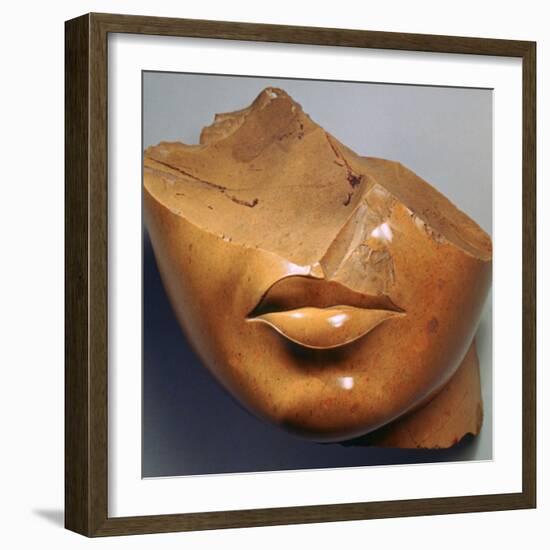 Fragmentary Head of a Queen, Reign of Akhenaten, Egyptian, 18th Dynasty-null-Framed Photographic Print