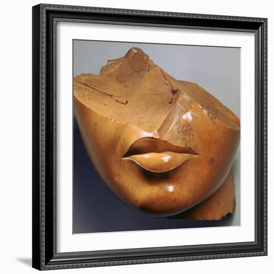 Fragmentary Head of a Queen, Reign of Akhenaten, Egyptian, 18th Dynasty-null-Framed Photographic Print