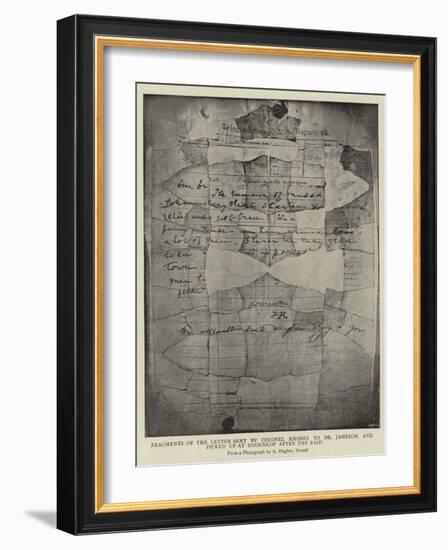 Fragments of the Letter Sent by Colonel Rhodes to Dr Jameson-Arthur Hughes-Framed Giclee Print