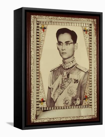 Framed Portrait of King Bhumibol Adulyadej-null-Framed Premier Image Canvas