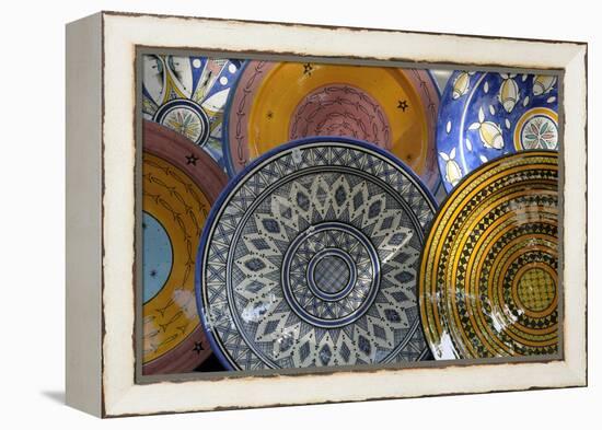 France, Aix-En-Provence. Ceramic Plates, Cours Mirabeau Market-Kevin Oke-Framed Premier Image Canvas