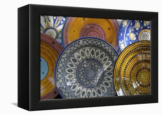 France, Aix-En-Provence. Ceramic Plates, Cours Mirabeau Market-Kevin Oke-Framed Premier Image Canvas