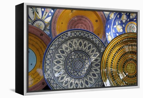 France, Aix-En-Provence. Ceramic Plates, Cours Mirabeau Market-Kevin Oke-Framed Premier Image Canvas