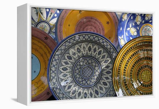 France, Aix-En-Provence. Ceramic Plates, Cours Mirabeau Market-Kevin Oke-Framed Premier Image Canvas