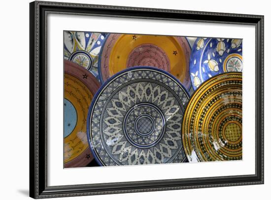 France, Aix-En-Provence. Ceramic Plates, Cours Mirabeau Market-Kevin Oke-Framed Photographic Print