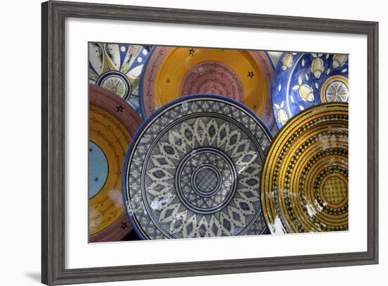 France, Aix-En-Provence. Ceramic Plates, Cours Mirabeau Market-Kevin Oke-Framed Photographic Print