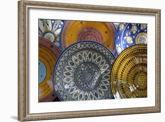 France, Aix-En-Provence. Ceramic Plates, Cours Mirabeau Market-Kevin Oke-Framed Photographic Print