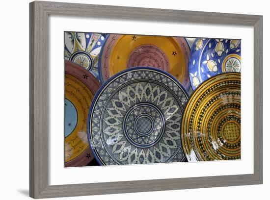 France, Aix-En-Provence. Ceramic Plates, Cours Mirabeau Market-Kevin Oke-Framed Photographic Print