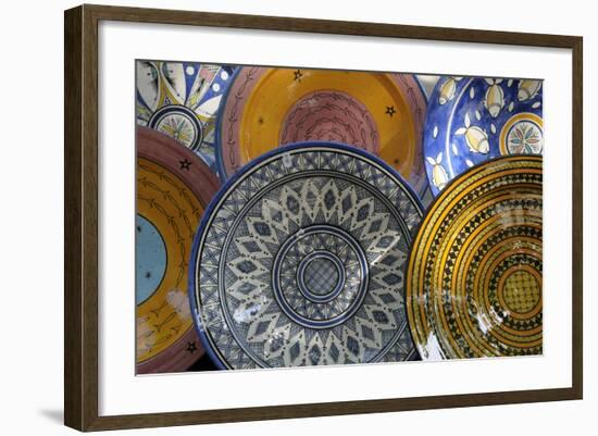 France, Aix-En-Provence. Ceramic Plates, Cours Mirabeau Market-Kevin Oke-Framed Photographic Print