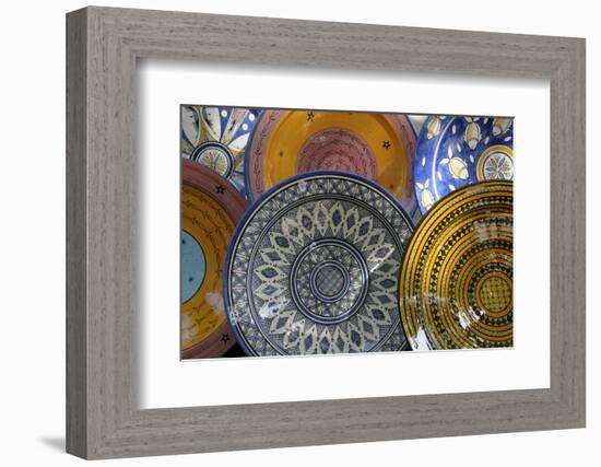 France, Aix-En-Provence. Ceramic Plates, Cours Mirabeau Market-Kevin Oke-Framed Photographic Print