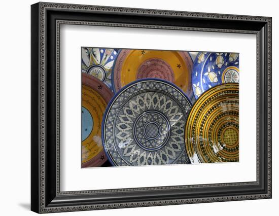 France, Aix-En-Provence. Ceramic Plates, Cours Mirabeau Market-Kevin Oke-Framed Photographic Print