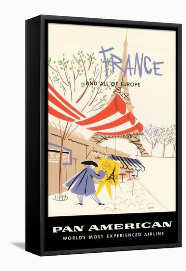 France & All Of Europe - Pan American World Airways - Vintage Airline Travel Poster, 1950s-Aaron Amspoker-Framed Stretched Canvas