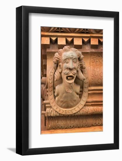 France, Alsace, Colmar. Gargoyle head on the facade of Maison des Tetes.-Janis Miglavs-Framed Photographic Print