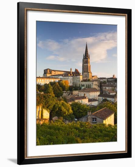 France, Aquitaine Region, Gironde Department, St-Emilion, Wine Town, Town View with Eglise Monolith-Walter Bibikow-Framed Photographic Print