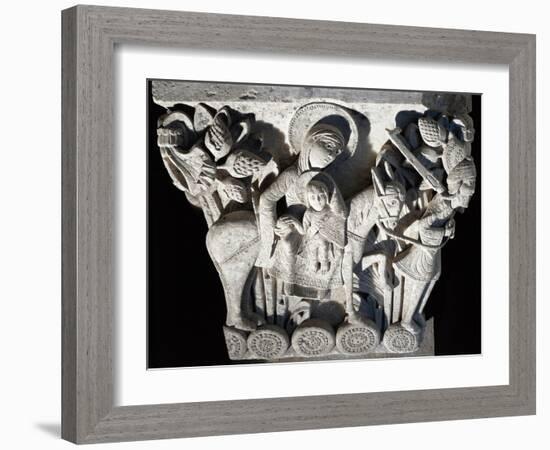 France, Autun, Cathedral of Saint-Lazare, Flight into Egypt, Capital of Romanesque Transept-null-Framed Giclee Print