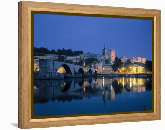 France, Avignon, Cityscape, Pont St. Benezet, Palais De Papes, Evening-Thonig-Framed Premier Image Canvas