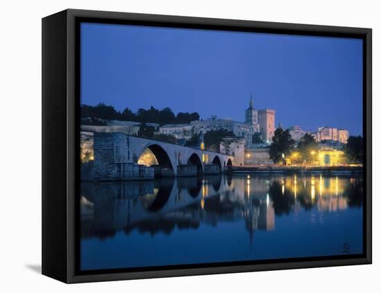 France, Avignon, Cityscape, Pont St. Benezet, Palais De Papes, Evening-Thonig-Framed Premier Image Canvas