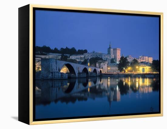 France, Avignon, Cityscape, Pont St. Benezet, Palais De Papes, Evening-Thonig-Framed Premier Image Canvas